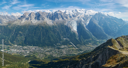 Panorama of Chamonix Valley from Le Brevent viewpoint, France