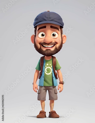 3d rendering of Animated 3D Cartoon Chararcter in Adventure And Travel wearing a Special Outfits