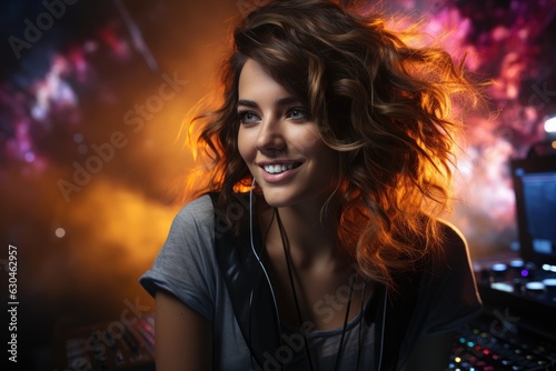 Pretty woman being a dj at ...