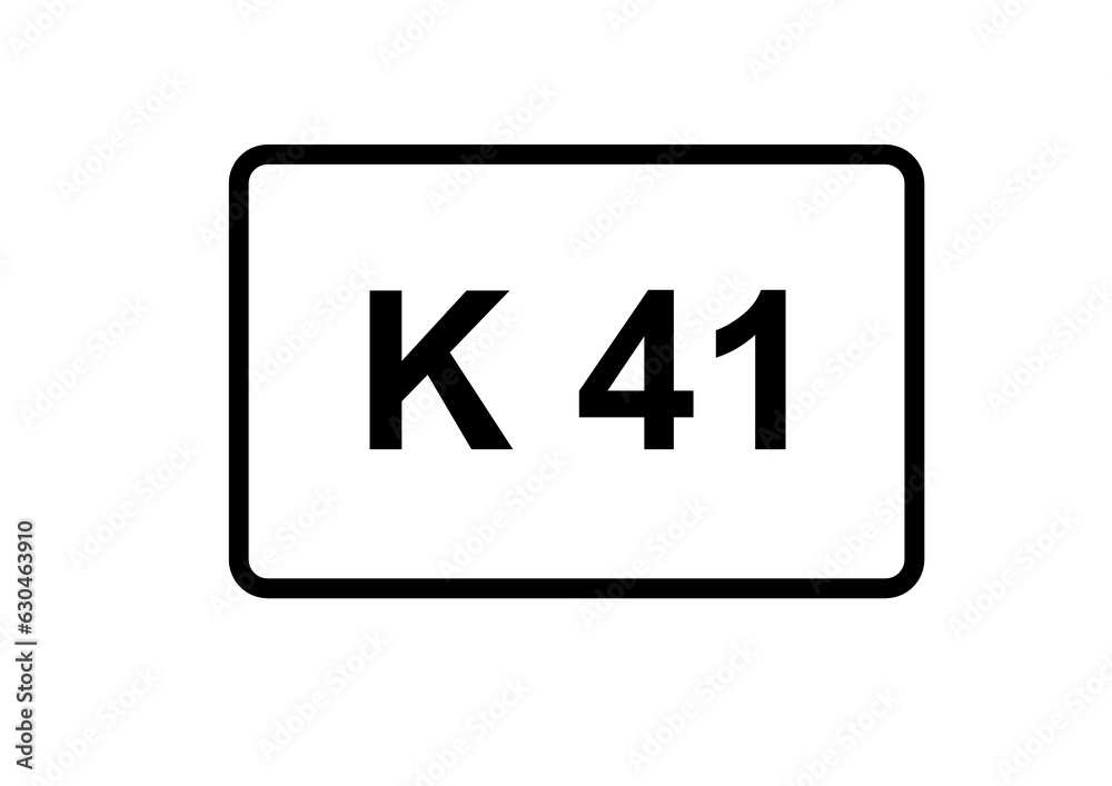 Illustration eines Kreisstraßenschildes der K 41 in Deutschland Illustration eines Kreisstraßenschildes der K 41 in Deutschland