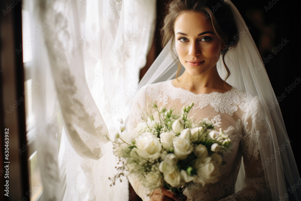 Naklejka premium bride with bouquet