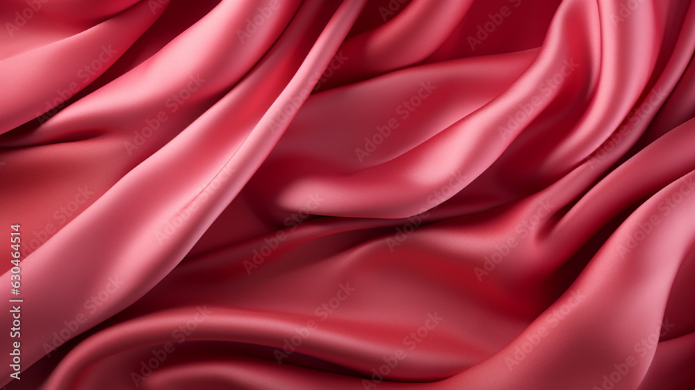 Obraz premium Crimson Elegance Mesmerizing 3D Render Red Silk Fabric, Abstract Patterns Rich Red Hues, Curved Waves Graceful Motion, Iridescent Design Element for Captivating Banner Background and Wallpaper