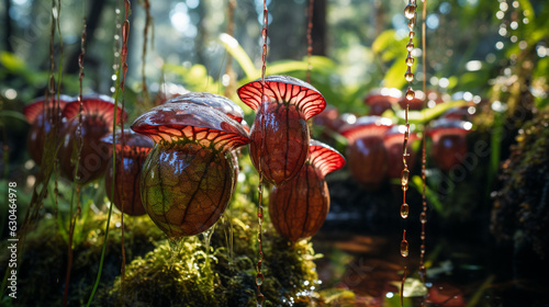 A rare and endangered pitcher plant attracting insects in a unique ecosystem  photo