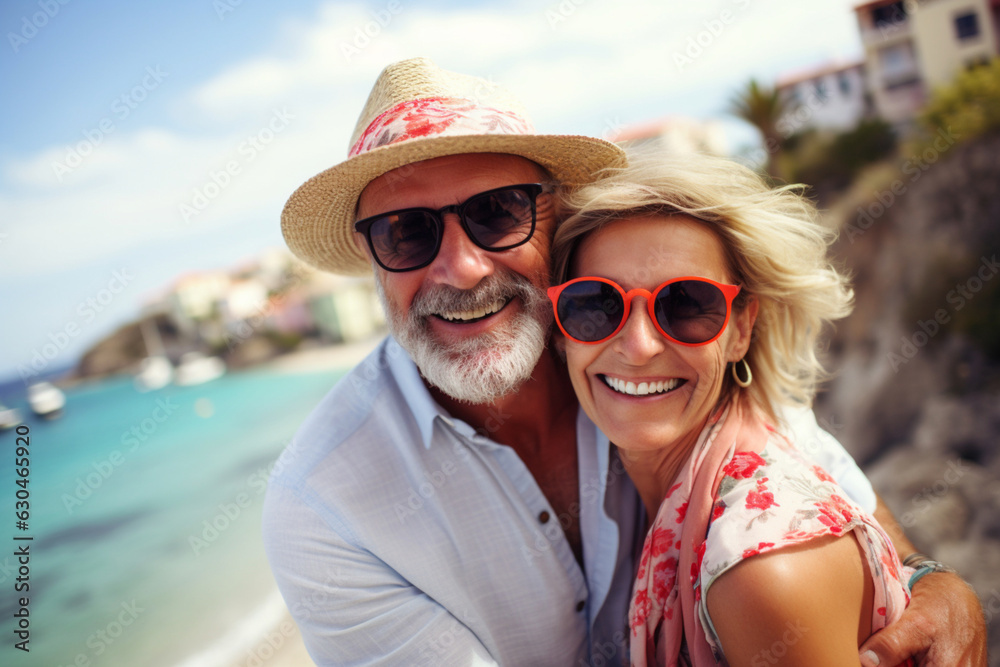 Happy Senior Couple on Vacation at Sea Resort Happy Senior Couple on Vacation at Sea Resort