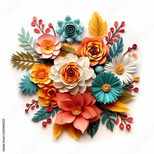 paper flowers in the style of mural-like compositions © Cubydesign