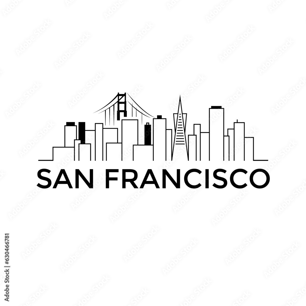 san francisco skyline vector design template illustration.