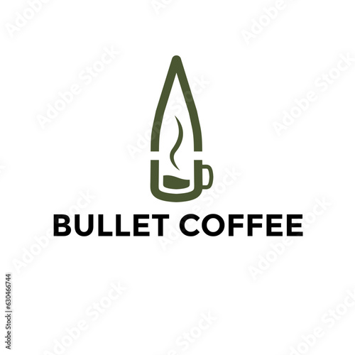 bullet and coffee cup simple vector logo