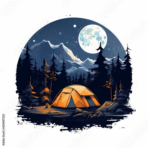 tent in the moonlight illustration