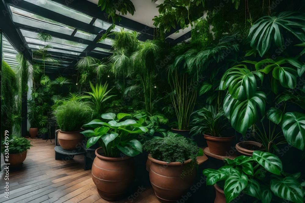plants in pots generated with Ai Technology
