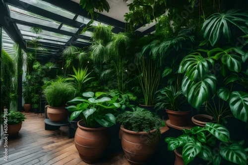 plants in pots generated with Ai Technology