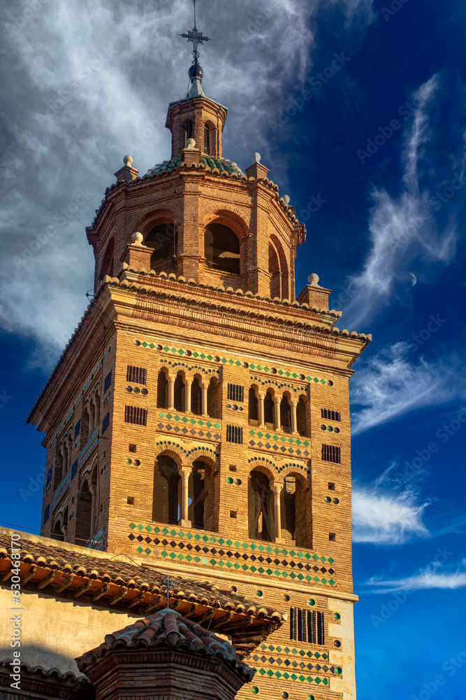 Mudejar tower of the Cathedral of Santa María de Mediavilla de Teruel, Aragon, Spain