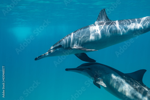 Spinner dolphin (Stenella longirostris), Red Sea, Sataya reef, Marsa Alam, Egypt. Wildlife underwater photography.