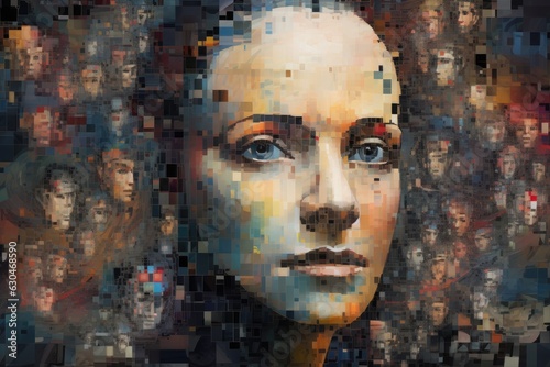 Puzzled Woman Face and Artificial Intelligence