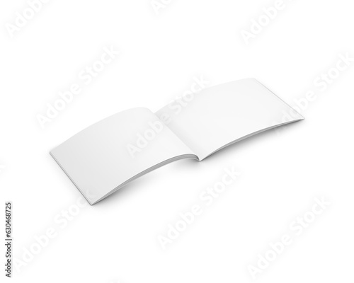 Blank White landscape brochure open isolated on a white background template