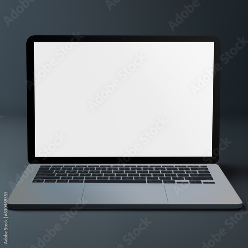 Blank Laptop template computer isolated on a greyish background