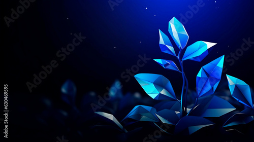 Plant sprout ecological abstract concept. 3D render seedling tree leaves. Save planet nature environment grow life eco polygon triangles low poly illustration © LuckyStep