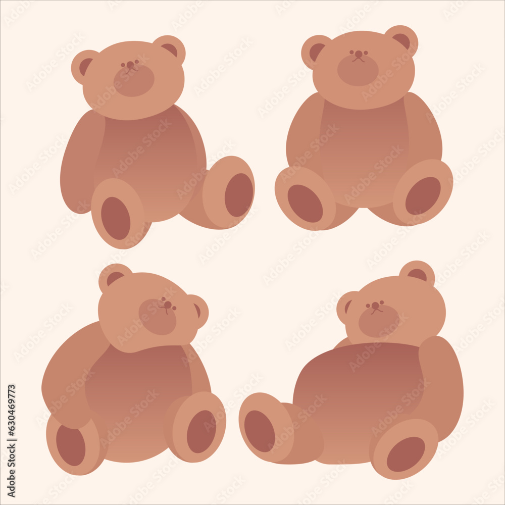 cute illustration of brown teddy bear cartoon character