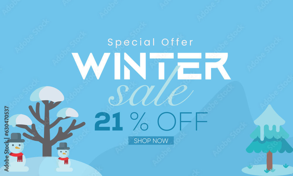 vector sale banner for winter, winter sale banner, winter 21% sale banner, winter sale banner 21% off