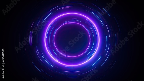 Abstract Circle of Blue and Purple Lights. Generative AI