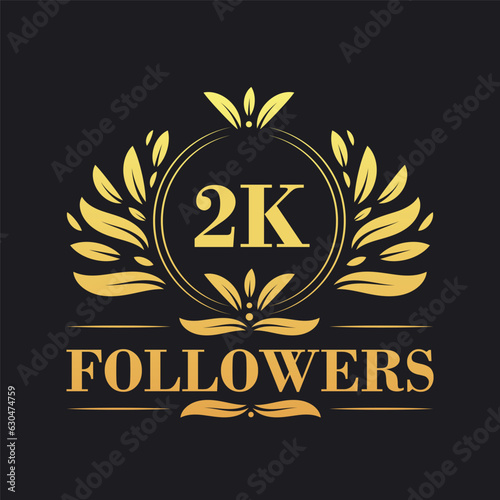 2K Followers celebration design. Luxurious 2K Followers logo for social media followers