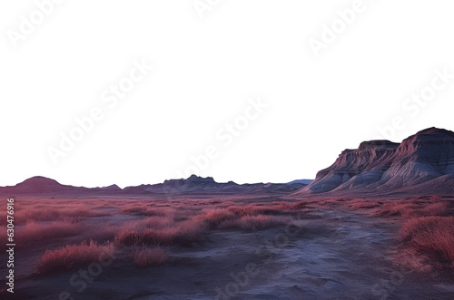 fantasy dry desert landscape as dusk. transparent isolated PNG file.