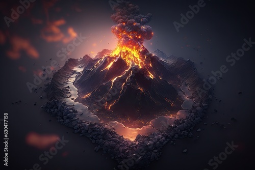 Fényképezés Volcano eruption with smoke and ash