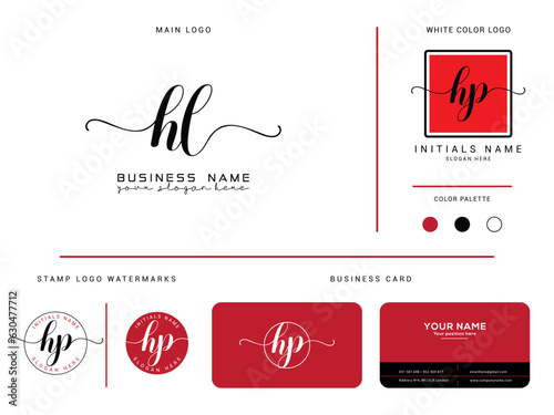 Calligraphy HL Signature Logo Branding, Minimal Luxury Hl l h Logo Icon Vector