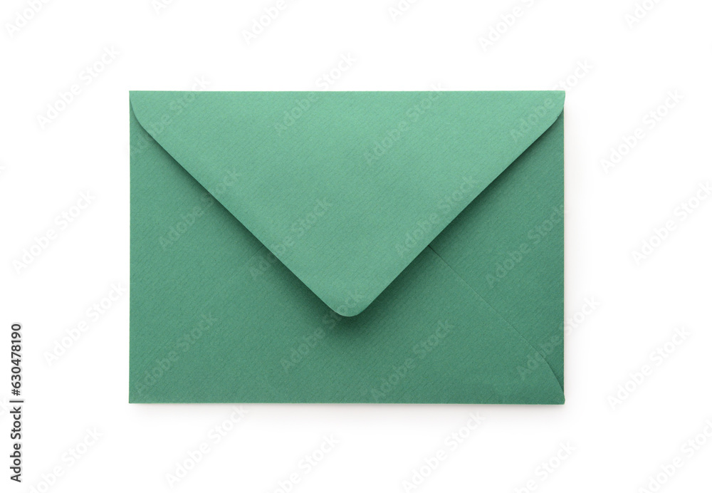 Green paper envelope isolated on white background Green paper envelope isolated on white background