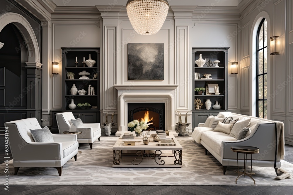 Gorgeous living room in a luxury home designed in a modern yet classic ...
