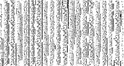 Monochrome texture composed of irregular graphic elements. Distressed uneven grunge background. Abstract vector illustration. Overlay for interesting effect and depth. Isolated on white background.