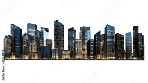 panoramic night city skyline isolated without background