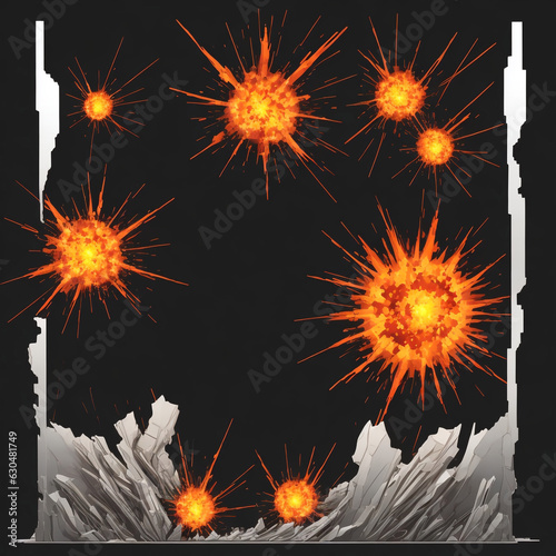 Explosion border isolated on transparent background 