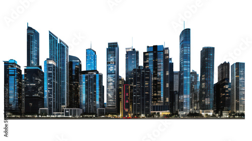 panoramic night city skyline isolated without background