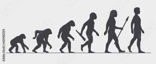 Foto Evolution of man - Vector illustration of human evolving from primate to the mod