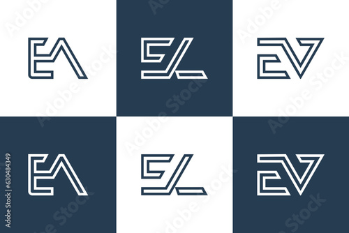 Combine E letter logo design vector with modern idea
