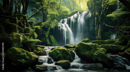 nature mountains waterfalls landscape forest © stocker