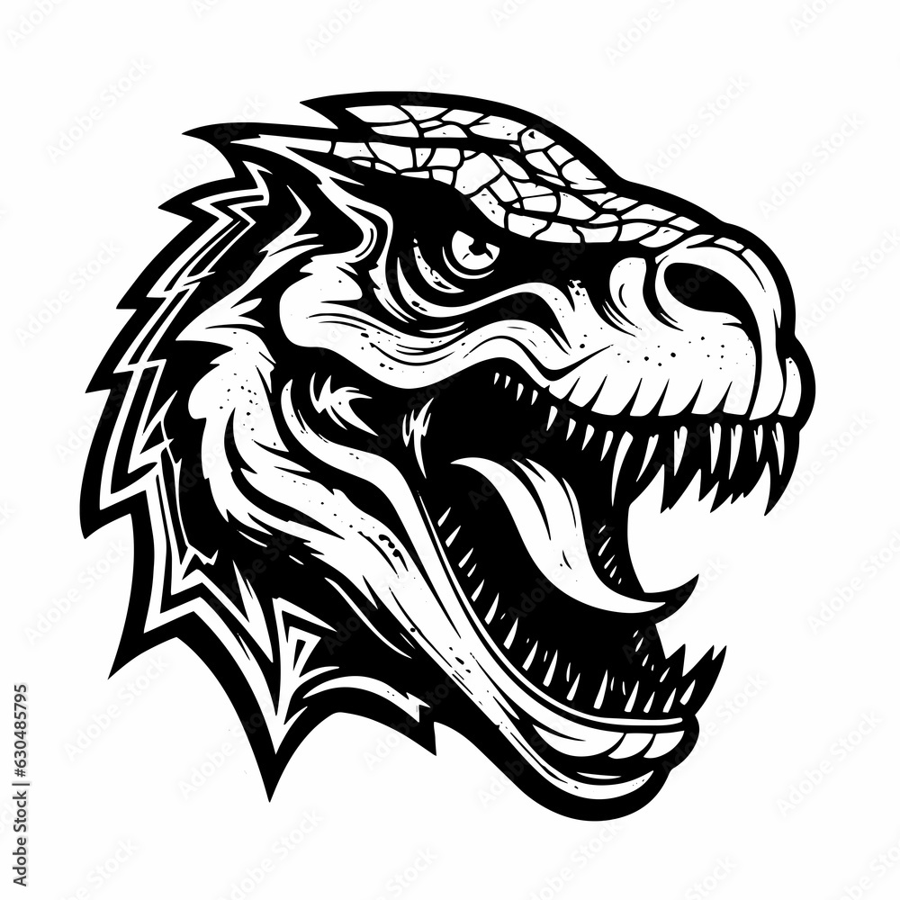 Dinosaur Tyrannosaurus Fangs Teeth Scary Monster Predator Jurassic Prehistoric Lizard Giant Tattoo Print Logo