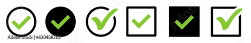 Green check mark icon. Check mark vector icon. Checkmark Illustration. Vector symbols set ,green checkmark isolated on white background. Correct vote choise isolated symbol.	

