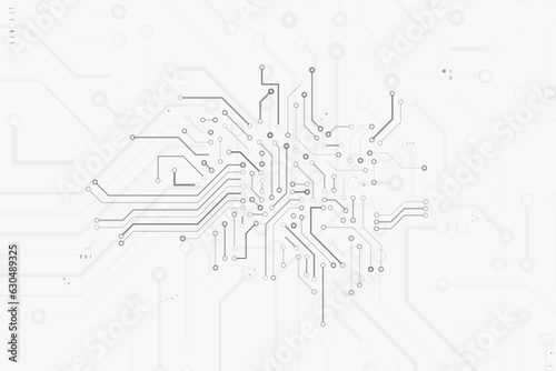 Computer circuit board texture. Technology pattern. Abstract illustration of silicon chip. Digital tech background in black and white colors.
