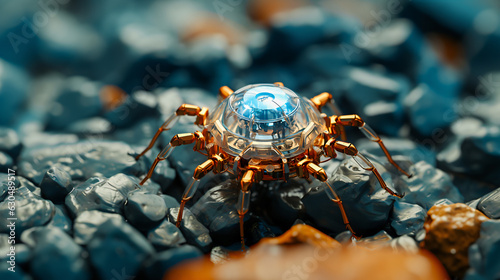Under the microscope- background for scientific medical concept - microscopic view of a medical nanobot photo