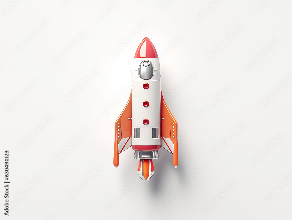 Rocket on a white background. Generative AI