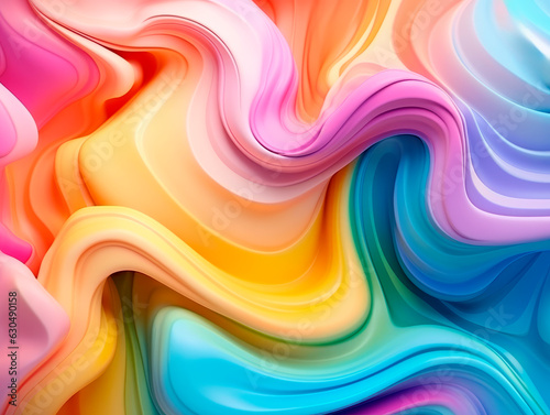 abstract colorful background with smooth lines in rainbow colors. Generative AI