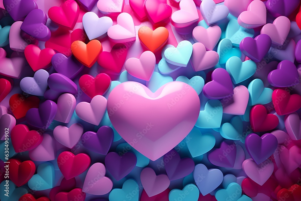 Whimsical Heartscapes: Playful and Colorful 3D Backgrounds Infused with Romantic Emotivity