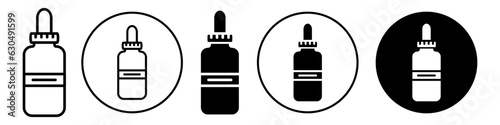 dropper bottle symbol icon flat outlined vector set collection of tincture solution of eye drops oil container mark for web app ui use. Skincare serum glass or plastic bottle with rubber pipette