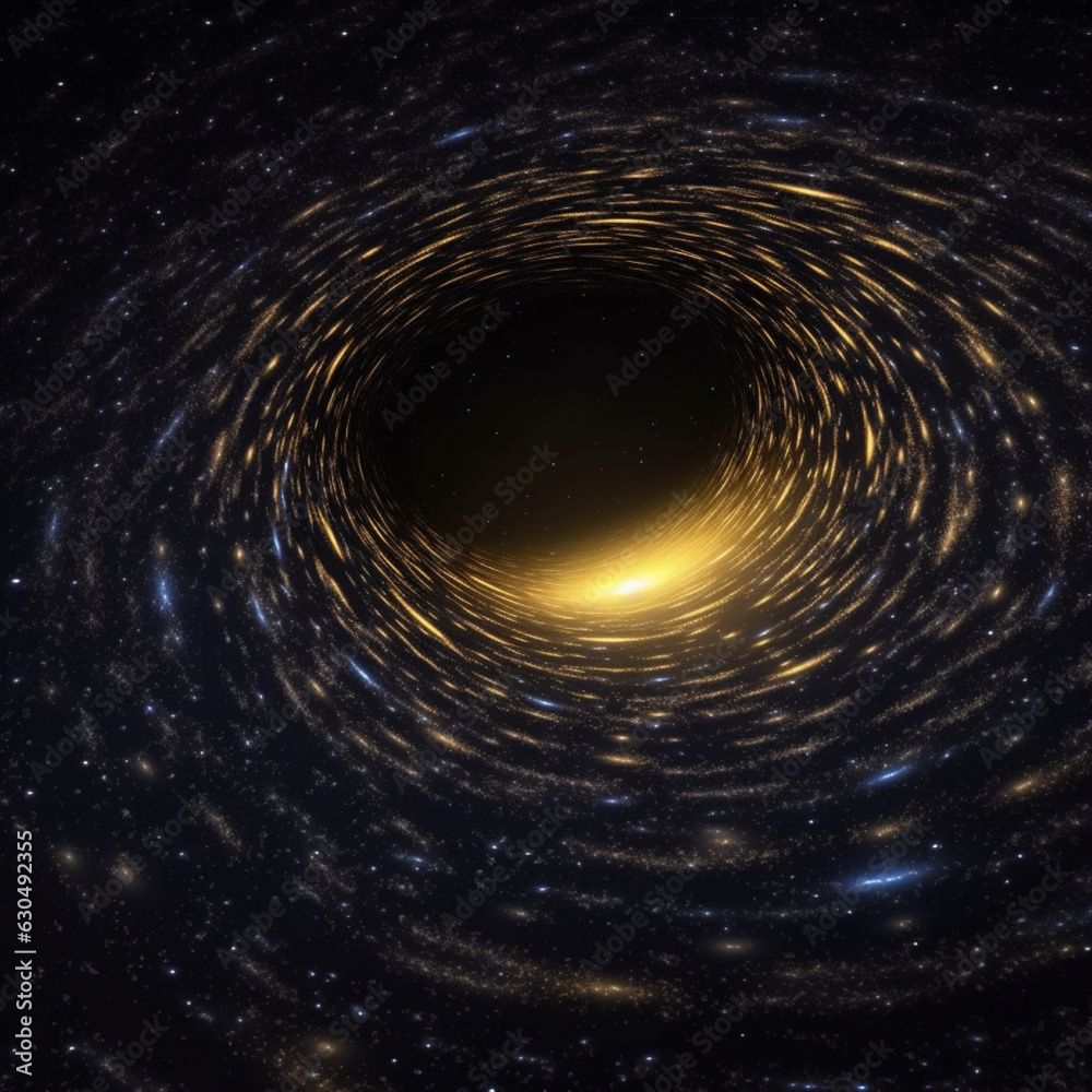 In Outer Space A Black Hole Creating A Trail Of Stars
