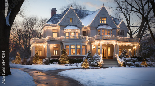 Beautiful Christmas Decorated House on A Winter Evening. © Andy Dean