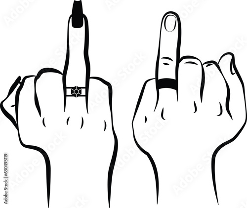 Wedding finger svg. Bride and groom hands holding up their ring finger with wedding rings.