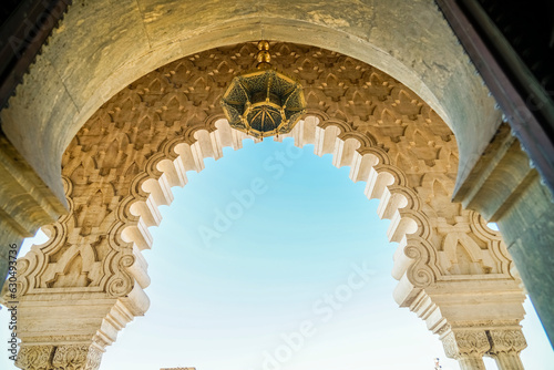 Arch with islamic moorish ornametal decoration Mausoleum of Mohammed V, Rabat, Morocco photo