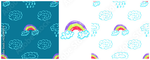 Set drawings with wax crayons. Print for cloth design, textile, fabric, wallpaper, wrapping paper