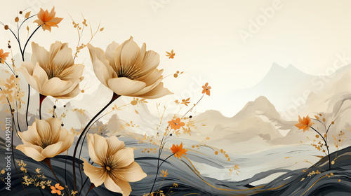 abstract autumn  psychedelic natural background in shades of retro boho style